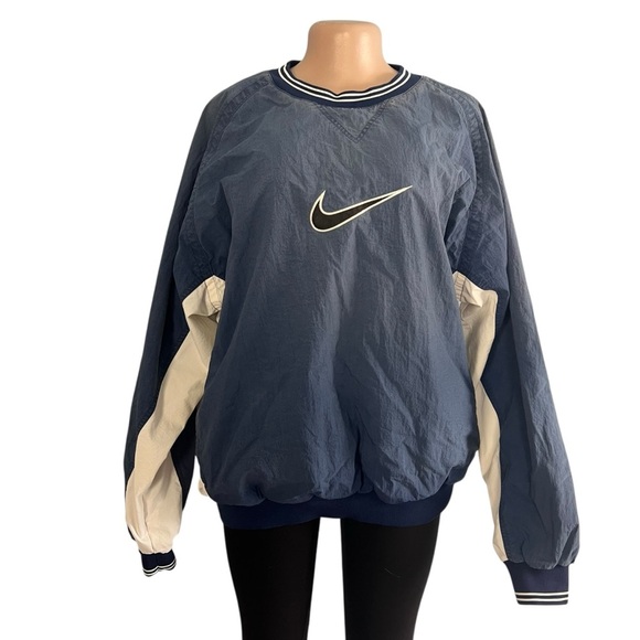 Vintage 90’s Nike Center Swoosh Windbreaker V Neck Pullover - Picture 1 of 9